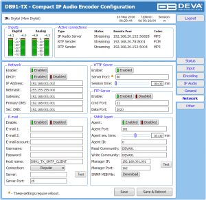 db91-tx Web Interface