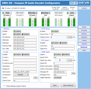 db91-rx web interface